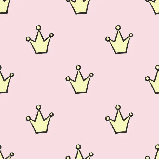 Vector illustration of Cute crown pattern, vector background