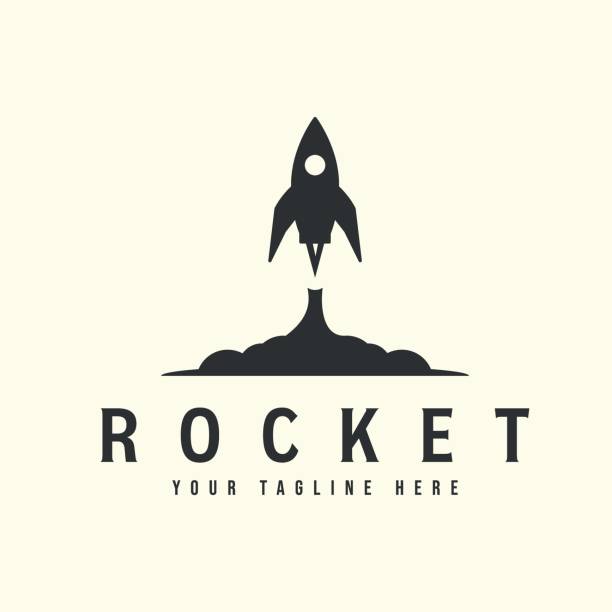 rocket vintage logo vector template illustration design. space logo concept