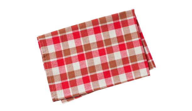 istock Red napkin, nablecloth, dish towels isolated on white 1431455647