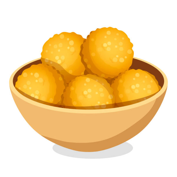 Indian traditional sweets laddu in plate. Vector illustration. Indian traditional sweets laddu in plate. Vector illustration. mithai stock illustrations