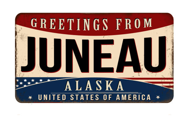 Greetings from Juneau vintage rusty metal sign on a white background, vector illustration