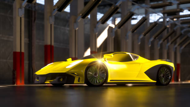 istock Luxury sports car in underground garage 1431471412