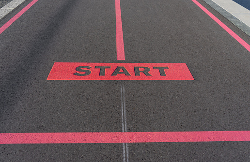 Start text on the road,  concept for planning and challenge or career path, business strategy, opportunity