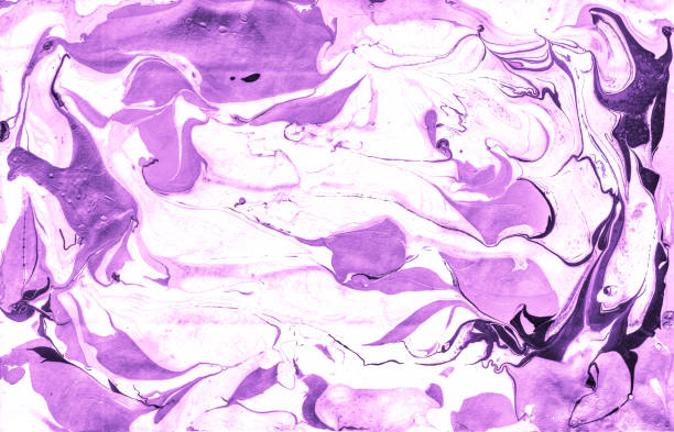 Bright Dyed Aquarelle Drops, Purple Abstract Background . Pastel Abstract Vintage Banner, Flow Effect. Liquid Crimson, Geometric White Oriental Fabrics