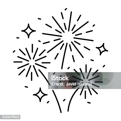 istock Fireworks line icon, outline vector sign, linear pictogram isolated on white. logo illustration. New year, christmas and celebration carnival. Happy new year 1431479542