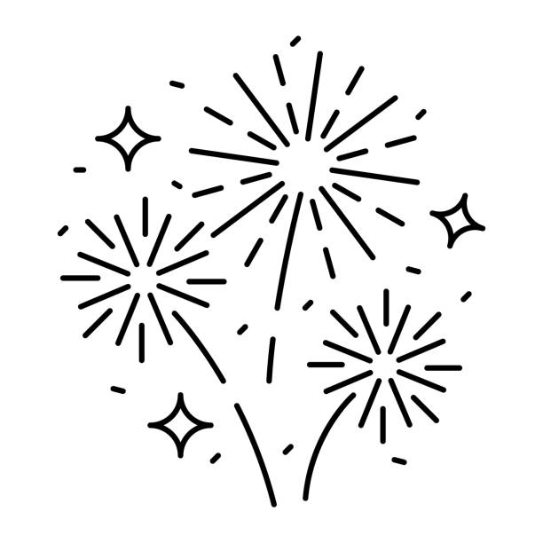 Fireworks line icon, outline vector sign, linear pictogram isolated on white. logo illustration. New year, christmas and celebration carnival. Happy new year Fireworks line icon, outline vector sign, linear pictogram isolated on white. logo illustration. New year, christmas and celebration carnival. Happy new year. fireworks stock illustrations