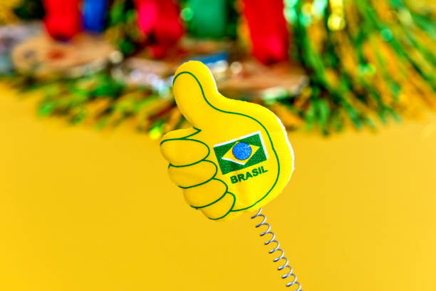 items from the brazilian fans on yellow background