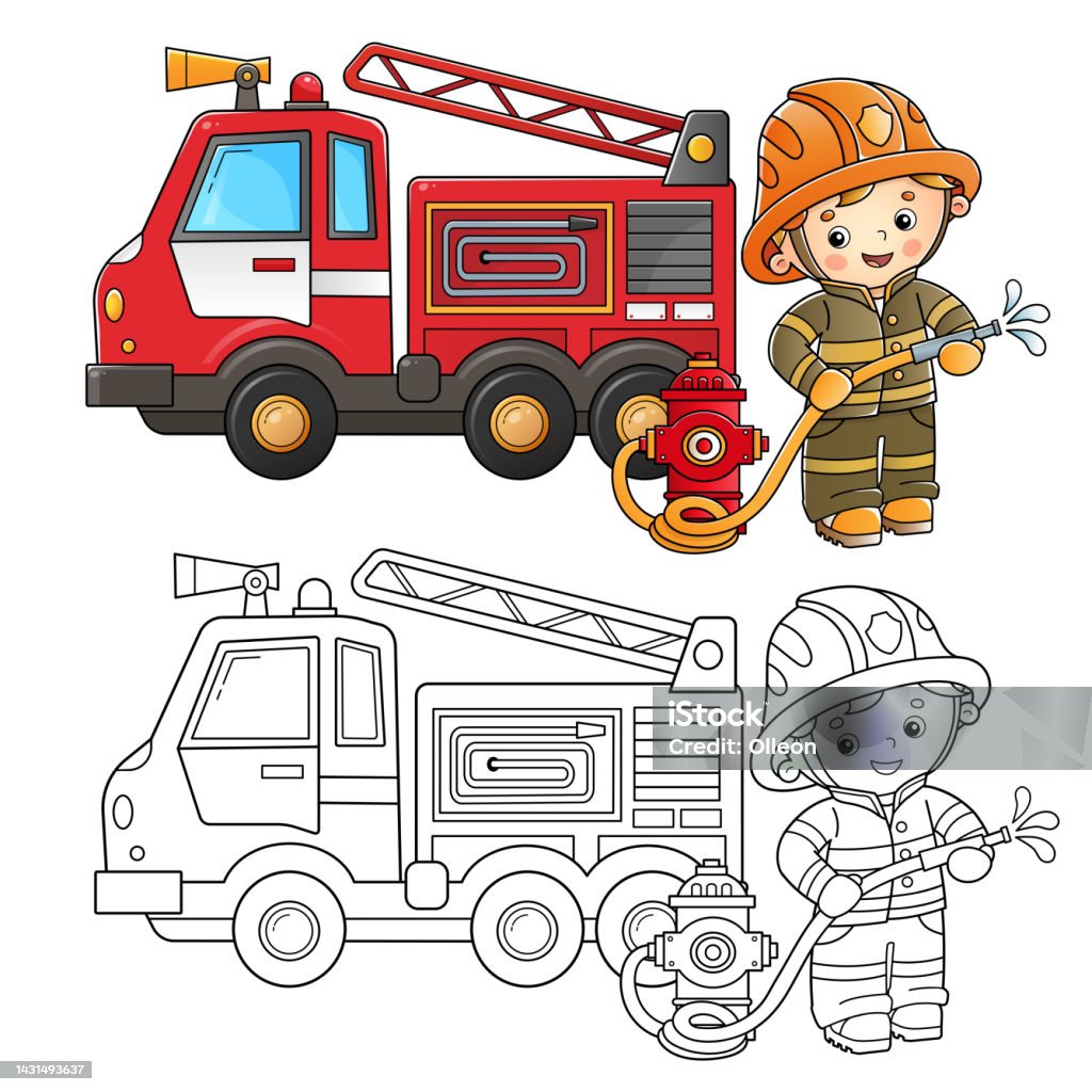 Ilustración de Dibujo Para Colorear Esquema Del Camión De Bomberos De Dibujos Animados Con Bombero O Bombero Extinción De Incendios Transporte Profesional Libro Para Colorear Para Niños y más Vectores Libres de Ilustración de Dibujo Para Colorear Esquema Del Camión De Bomberos De Dibujos Animados Con Bombero O Bombero Extinción De Incendios Transporte Profesional Libro Para Colorear Para Niños y más Vectores Libres de