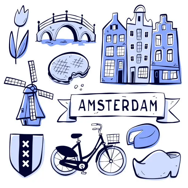 Vector illustration of Amsterdam Doodles