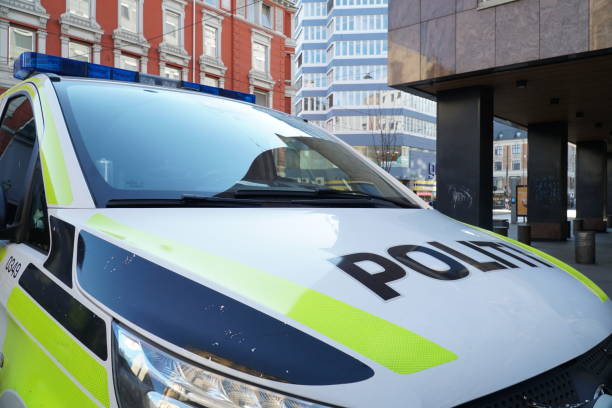 Norwegian Police car on the streets of Oslo