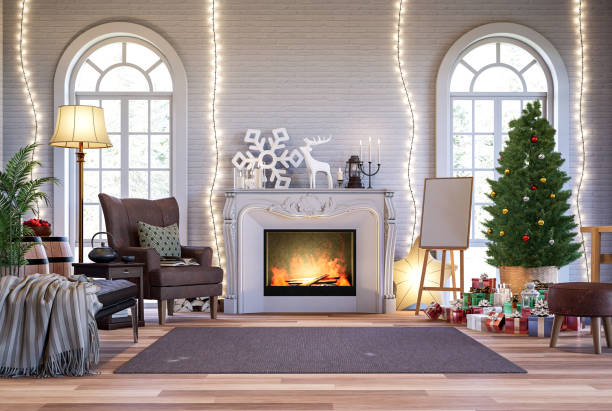 istock Classical style living room decorate with christmas tree 3d render 1431500038