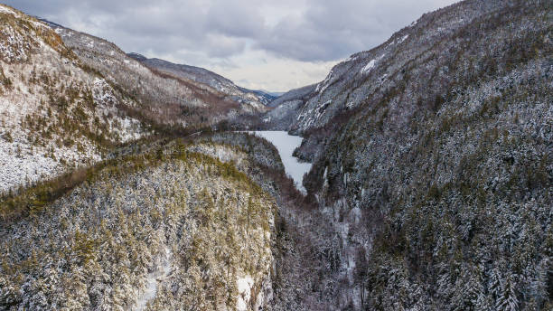 powietrzne góry adirondack pokryte śniegiem - forest preserve zdjęcia i obrazy z banku zdjęć