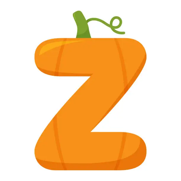 Vector illustration of Letter Z Pumpkin, vector illustration
