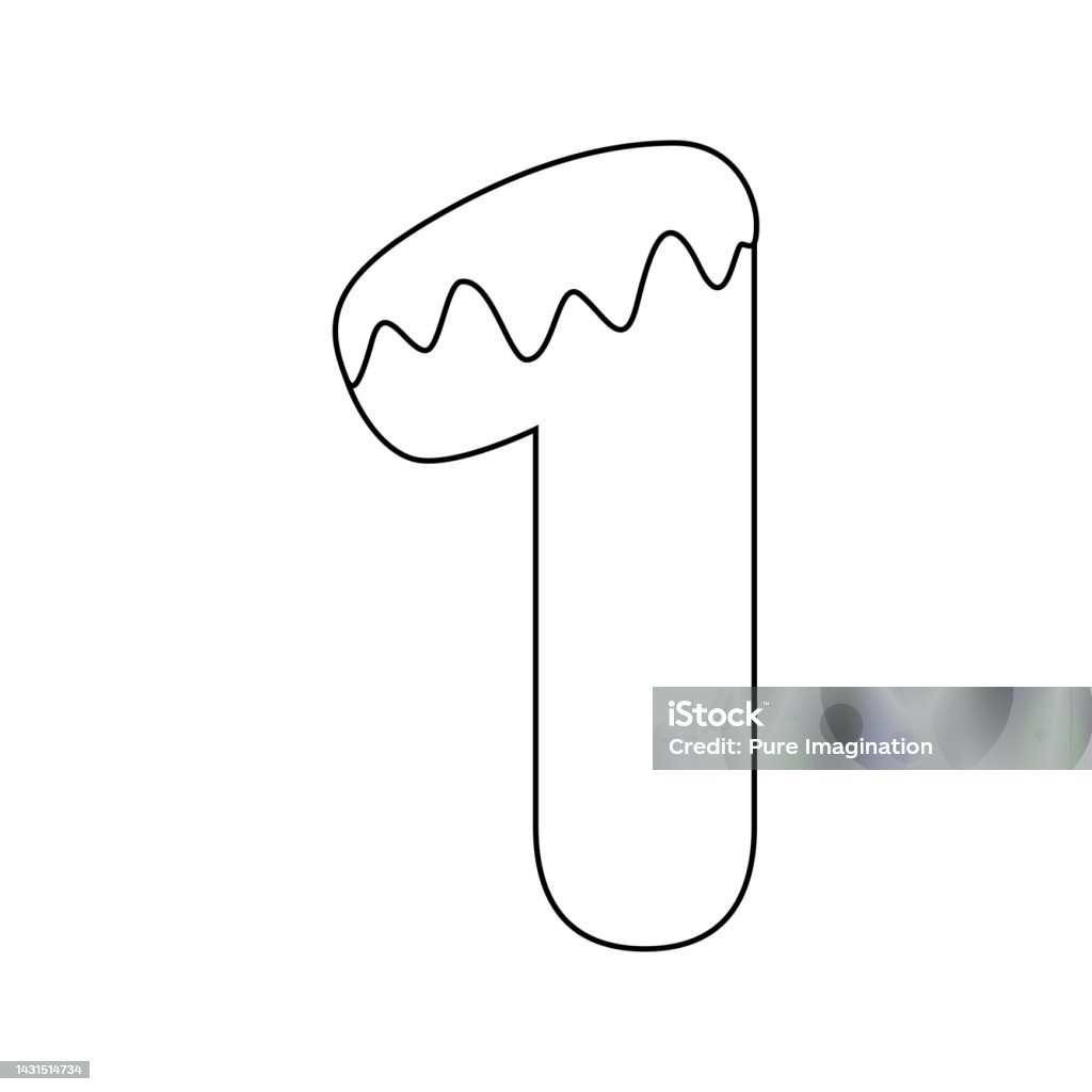 Coloring Page With Number 1 For Kids Stock Illustration - Download