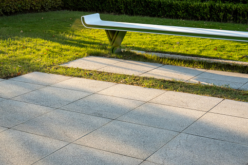 Bench beside the lawn