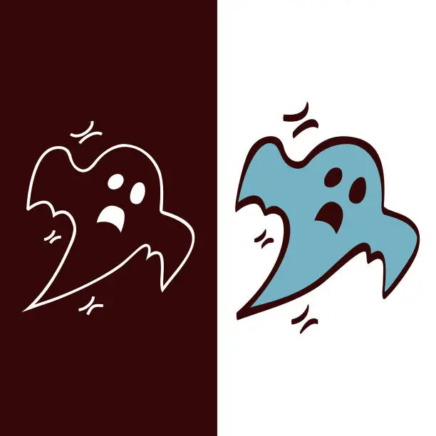 Vector illustration of halloween ghost icon and illustration