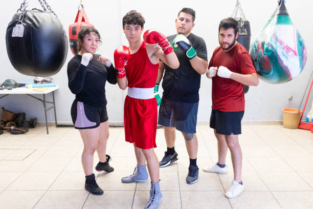 istock Latino boxing teammates looking at the camera 1431534106