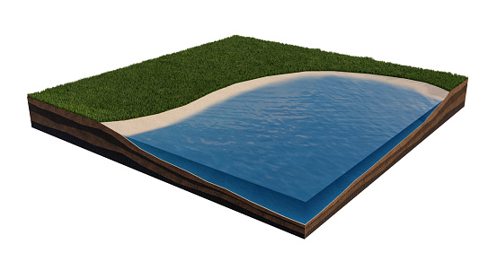 3d rendering image of grass field island on transparent background
