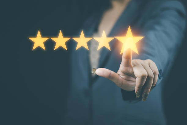 istock Customer service and Satisfaction concept women's hands doing online assessments in the satisfaction rating the popular service company allows customers in order to improve and develop the organizatio 1431550707