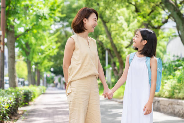 istock asian mother and daughter , School bag 1431559842