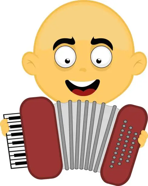 Vector illustration of vector emoji character cartoon accordion musical instrument