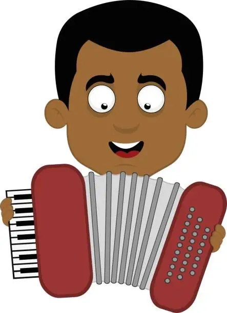 Vector illustration of vector man cartoon playing accordion musical instrument
