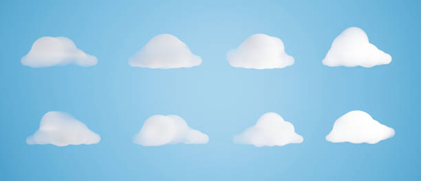 istock 3D render of set isolated white cartoon clouds on blue background. fluffy clouds icon in the blue sky, Various white cloud shapes. 1431577520