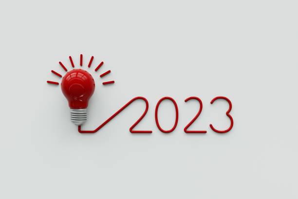 istock 3D rendering 2023 creativity inspiration concepts with lightbulb on white background.Business solution,planning ideas.glowing contents 1431579020