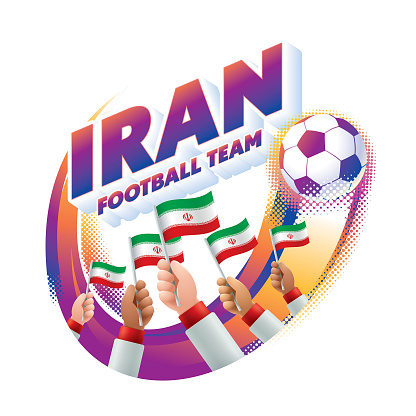 Iran Football Team Masthead Logo With National Flag Of Iran Stock ...