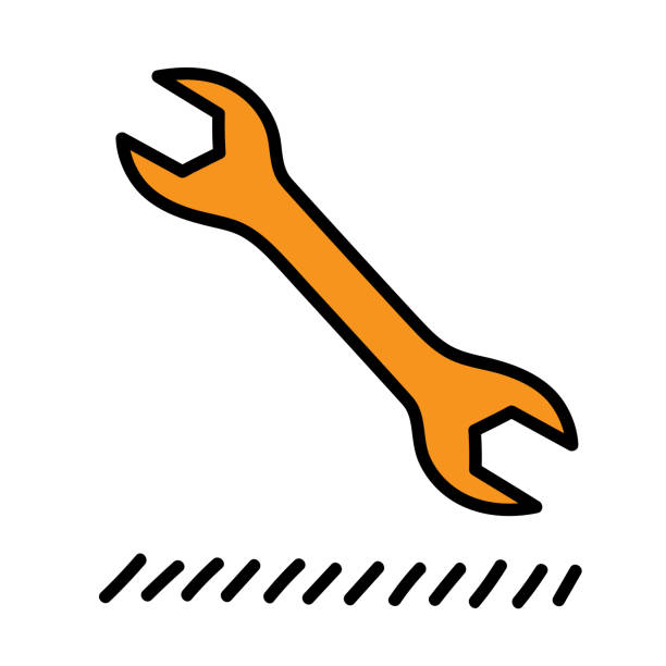 illustrations, cliparts, dessins animés et icônes de clé doodle 6 - adjustable wrench wrench orange hand tool