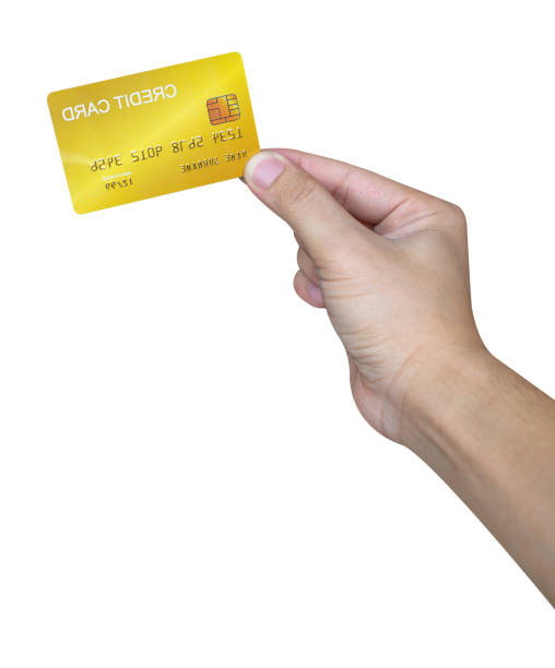 istock Hand holding credit card isolated on white background. 1431594061