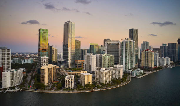istock Drone point of view into land from Biscayne Bay, Florida 1431597990