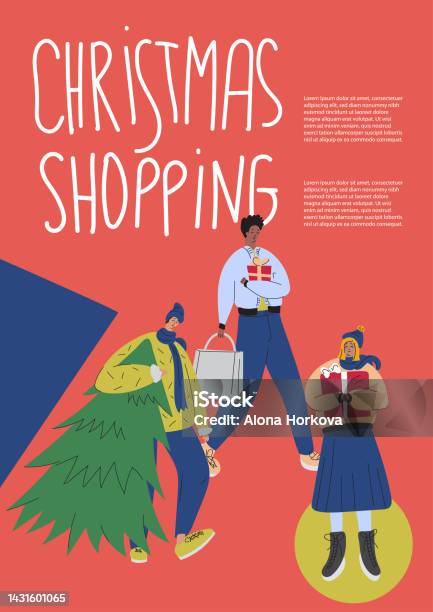 Vetores de Modelo De Pôster De Compras De Natal Ilustração Com Pessoas  Interraciais Compram Presentes De Natal e mais imagens de Adulto - iStock