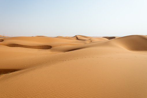 The deserts of Saudi Arabia are characterized by sand formations formed by sandstorms