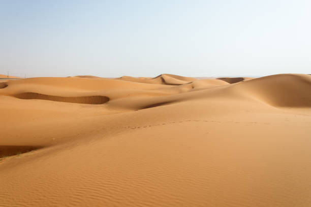 Sand formations in the desert caused by the wind stock photo