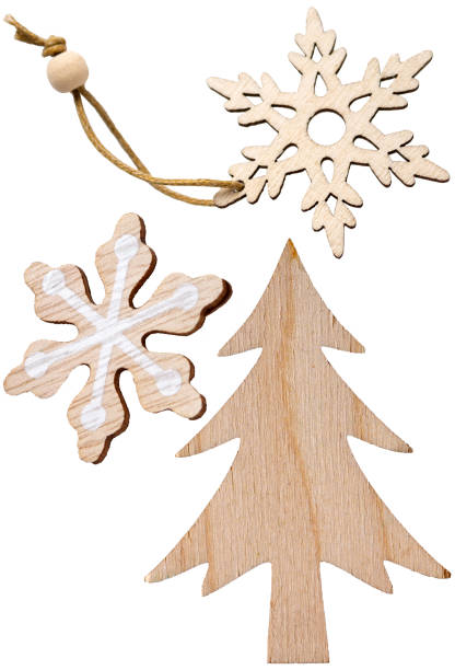 istock wooden Christmas decorations on a white background, isolate 1431604988