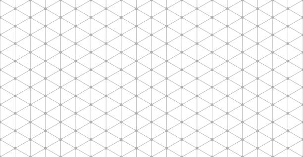 ilustraciones, imágenes clip art, dibujos animados e iconos de stock de patrón de cuadrícula isométrica sin fisuras con puntos. papel gráfico triangular. formas geométricas hexagonales y triangulares. - graph paper mesh paper backgrounds