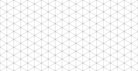 Isometric grid seamless pattern with dots. Triangle graph paper. Hexagonal and triangular geometric shapes. Abstract texture for decorations, banners or books.