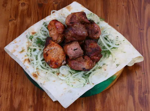 Assorted lulekebab on wooden background