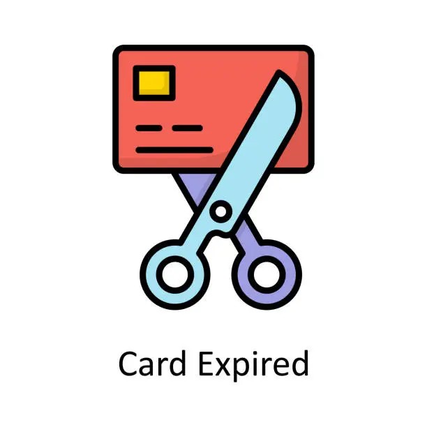 Vector illustration of Card Expired Vector Filled Outline Icon Design illustration. Banking and Payment Symbol on White background EPS 10 File