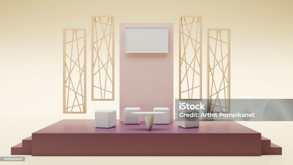 Backdrop Like In Talk Presentation Stage Talk Show Backdrop With Table Sofa On Pastel ...