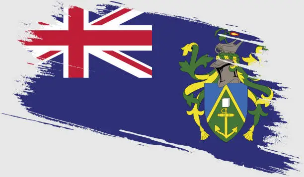 Vector illustration of pitcairn flag with grunge texture
