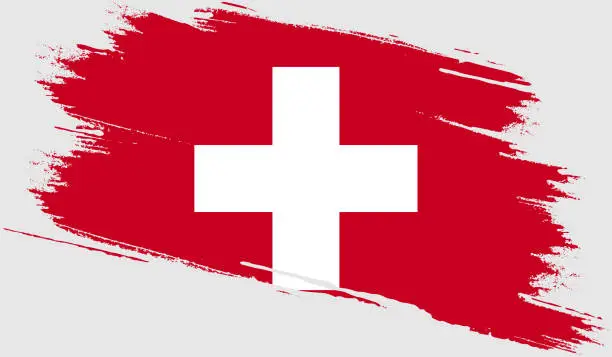 Vector illustration of Switzerland flag with grunge texture