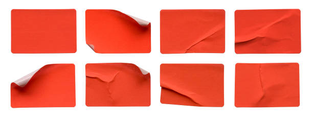 istock A set of fluorescent neon orange rectangular paper sticker label isolated on white background. 1431624068