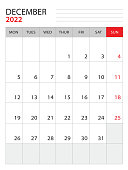 istock December 2022-Calendar 2022 template vector illustration, week start on monday, Wall calendar 2022 design, Desk calendar template, corporate planner template, Stationery, organizer diary, vector 1431624708
