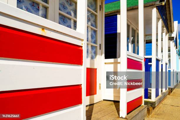 Shallow Focus Of Part Of A Newly Painted Red Beach Hut Stock Photo - Download Image Now