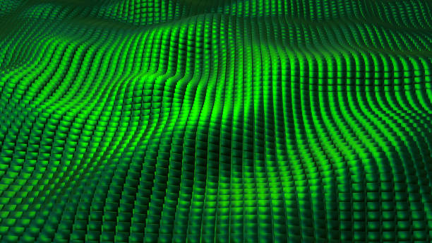 istock Background 3D with green squares  waves field, abstract technology design 1431638334