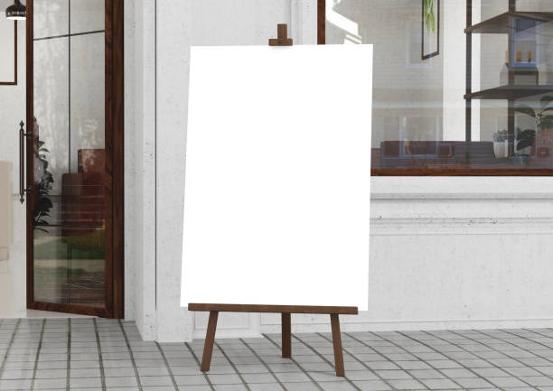 White Board, welcome sign Mockup , outdoors. Greeting template with clipping path.
