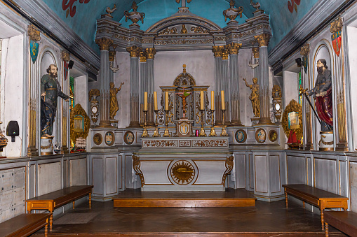 Honfleur, calvados, normandy, france, april 21, 2022 : altar and choir of Notre dame de grace chapel in Honfleur
