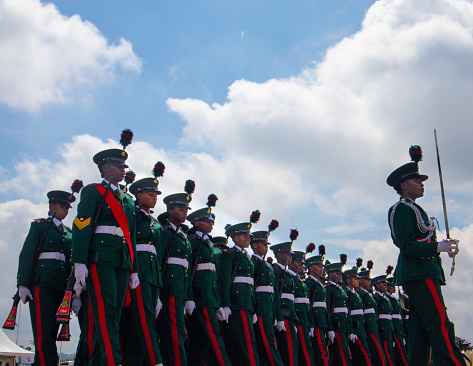 salvador, bahia, brazil - september 7, 2014: Brazilian Army soldiers are seen during military parade in celebration of Brazil's independence in the city of Salvador.